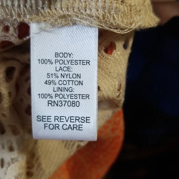 Cato Orange Ombre Lace Trim With Keyhole detail In The Back Top 22/24W - Picture 9 of 10